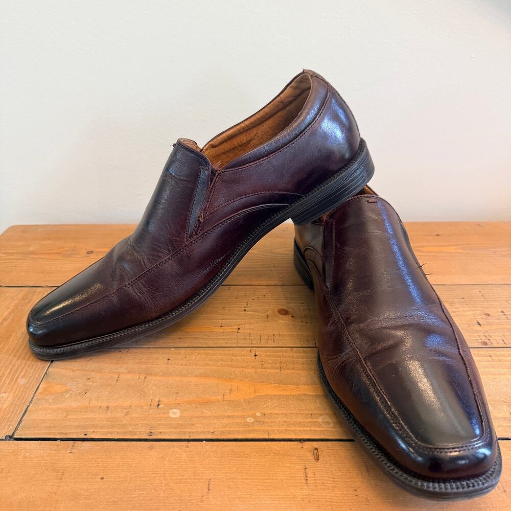 ECCO Men Leather Loafers Size 44 US 10-10.5 Slip On Dress Shoes Comfort Helsinki